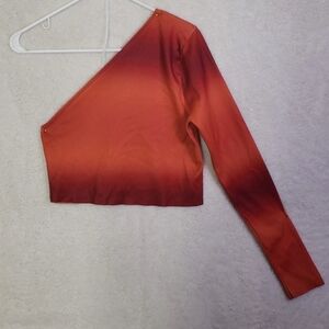 Zara Red Ombre One-Shoulder Crop Top